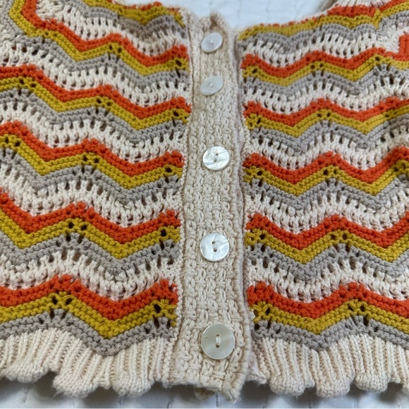 LOVE COLETTE  Pastel Knit Button-Down  Crochet Crop Top - Picture 9 of 12